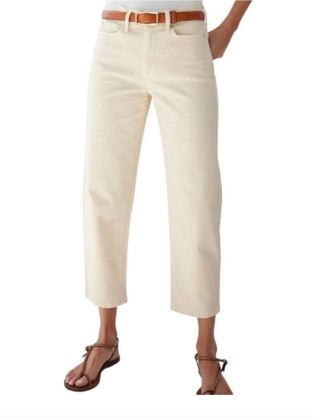 AYR Cream Barrel Leg Ankle Jeans, size 27